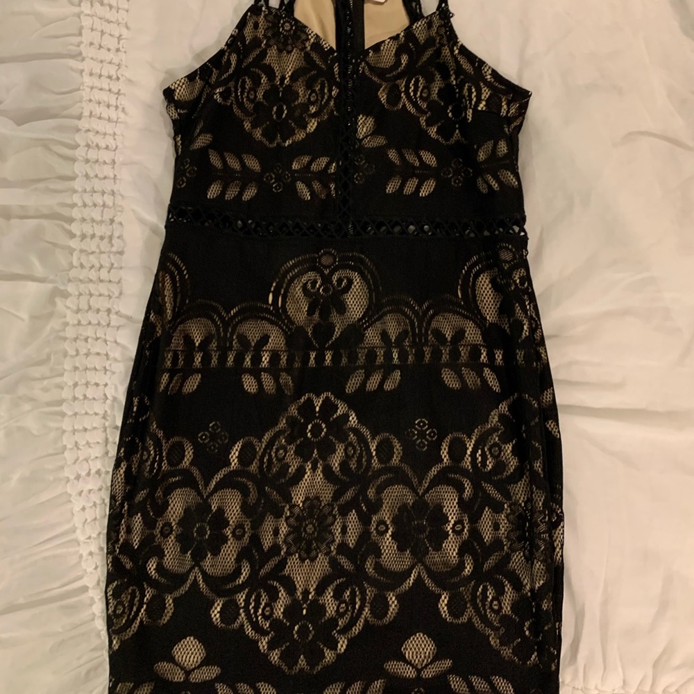 Black lace cocktail dress